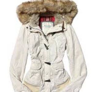 Y2K Abercrombie & Fitch Faux Fur Hood Toggle Utility Coat Size Large